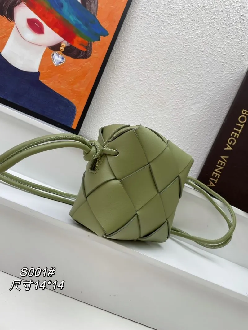 Alternative view of Bottega Veneta Olive Green Woven Bucket Bag S001 Size 14x14