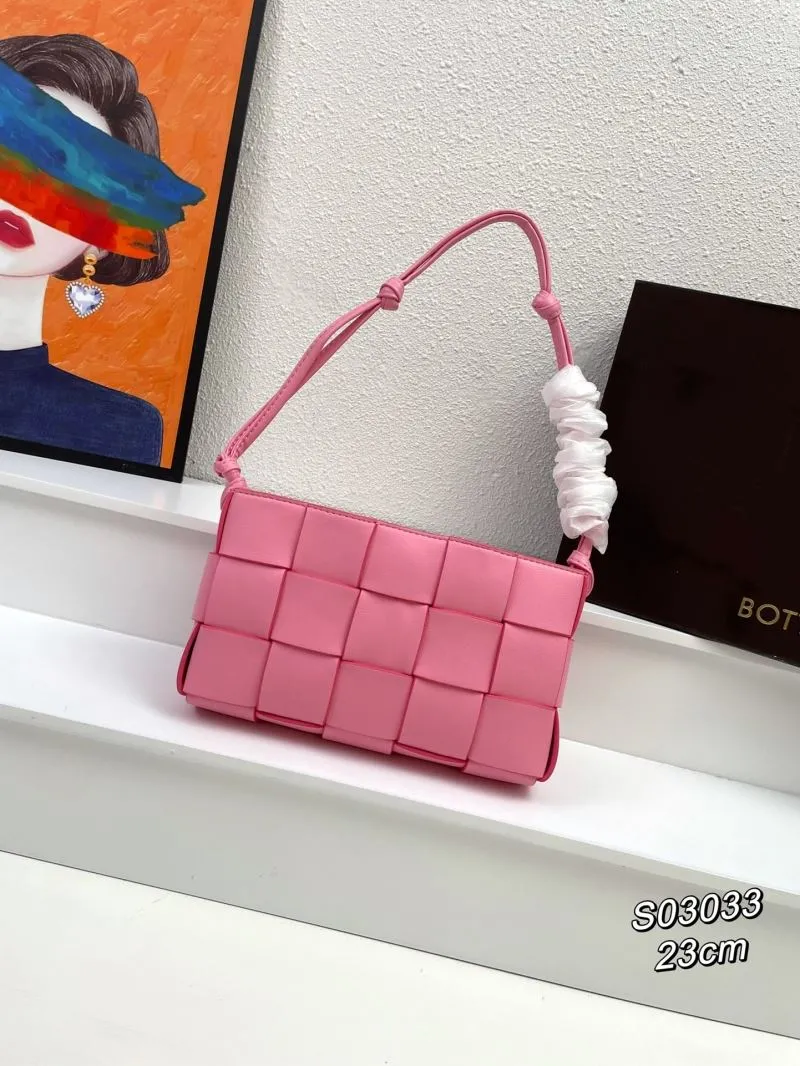BV Pink Woven Satchel Bag S03033 23cm