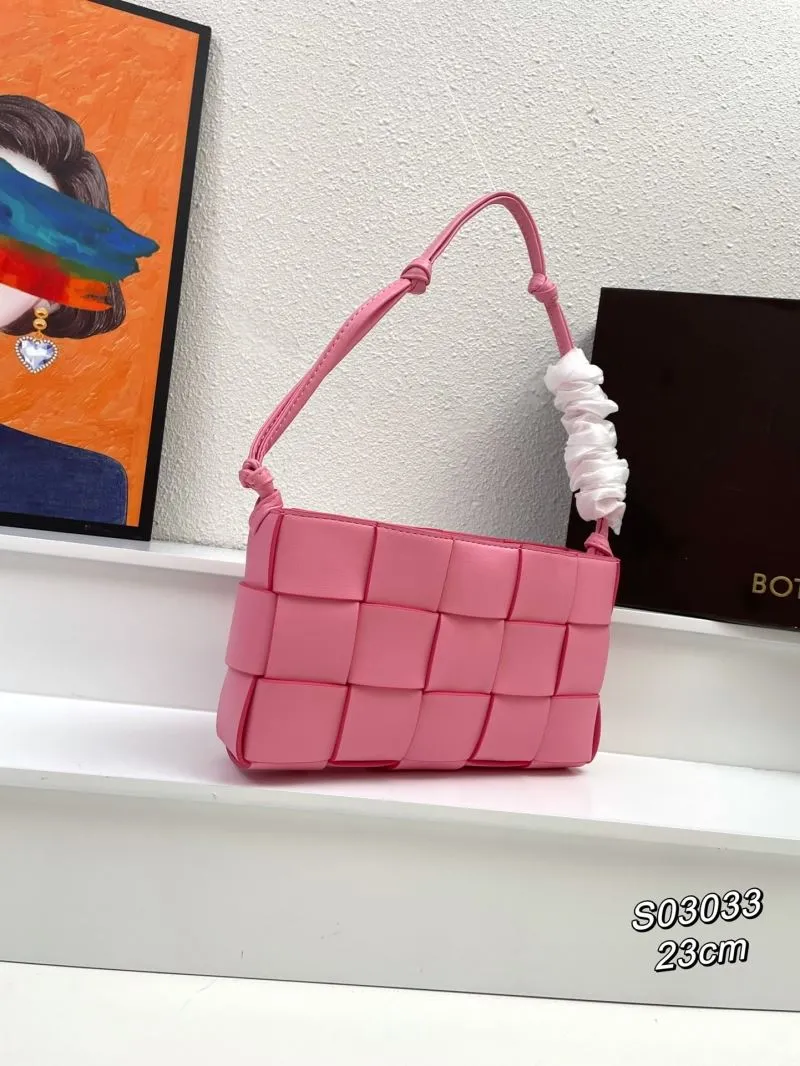 Alternative view of BV Pink Woven Satchel Bag S03033 23cm