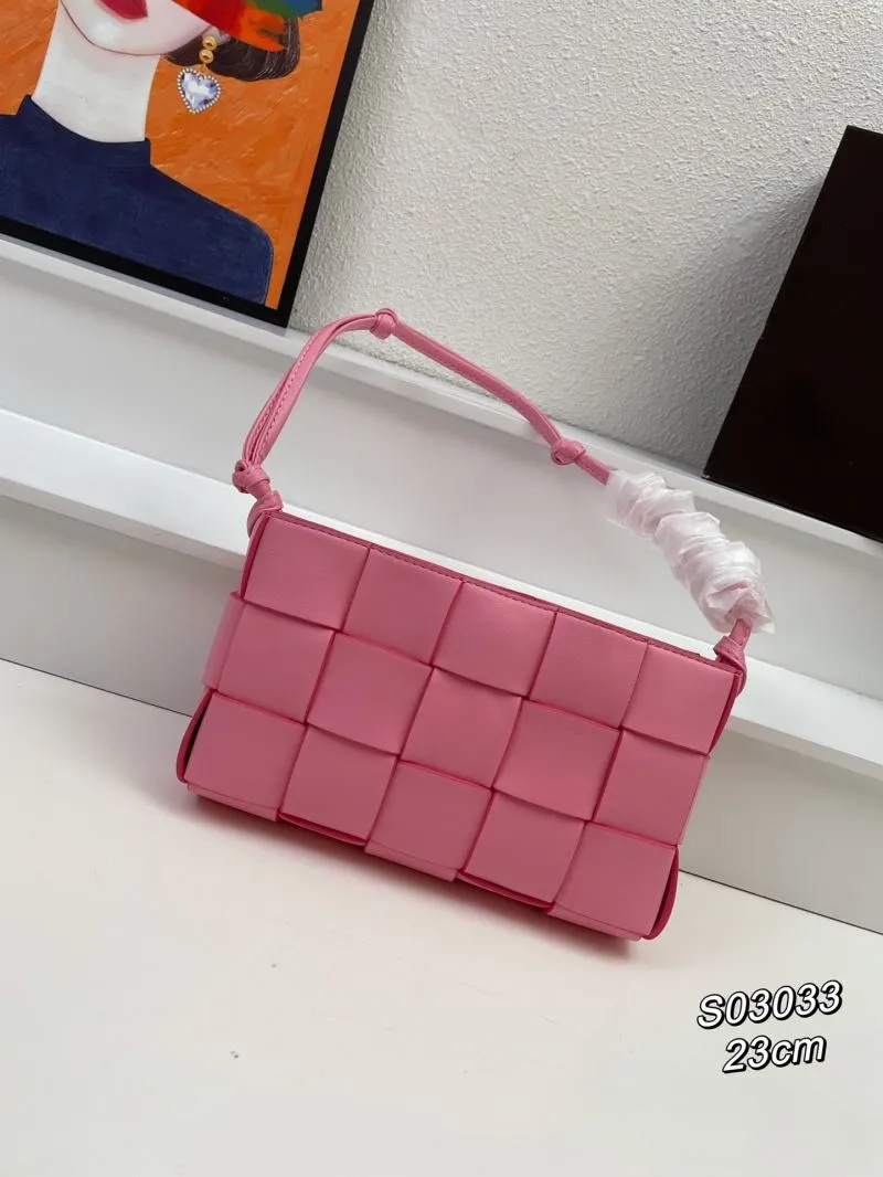 BV Pink Woven Satchel Bag S03033 23cm - Image 3
