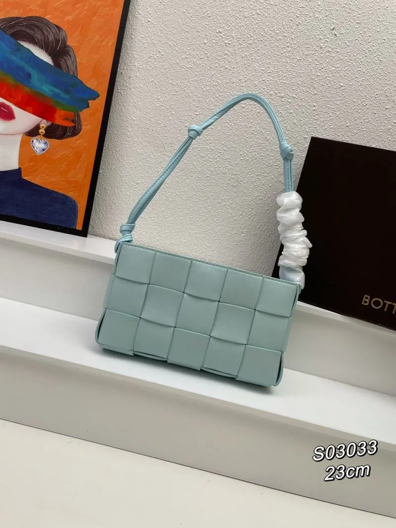 Bottega Veneta Light Blue Woven Satchel Bag S03033 23cm