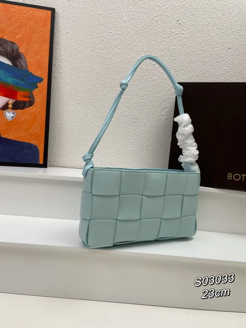 Alternative view of Bottega Veneta Light Blue Woven Satchel Bag S03033 23cm
