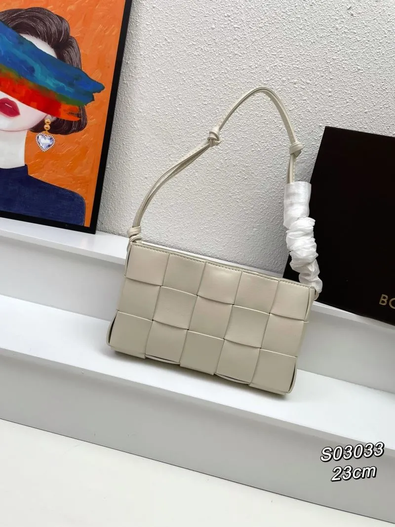 BV Beige Woven Satchel Bag S03033 23cm