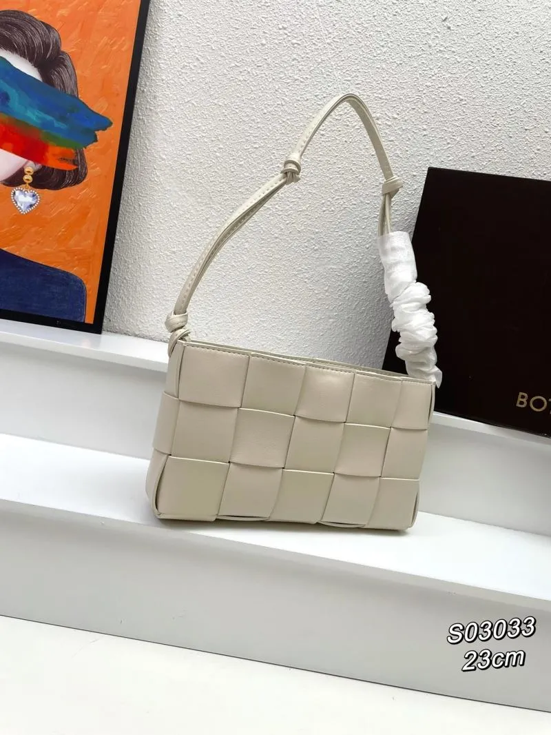 Alternative view of BV Beige Woven Satchel Bag S03033 23cm