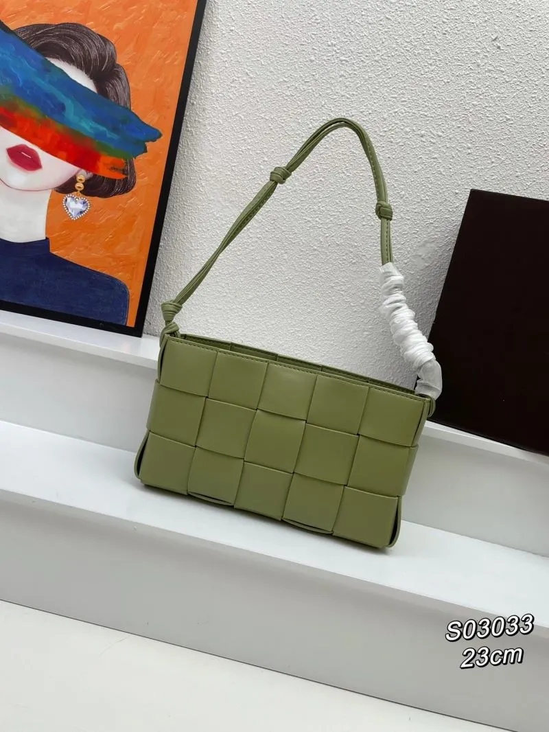 BV Olive Green Woven Satchel Bag S03033 23cm