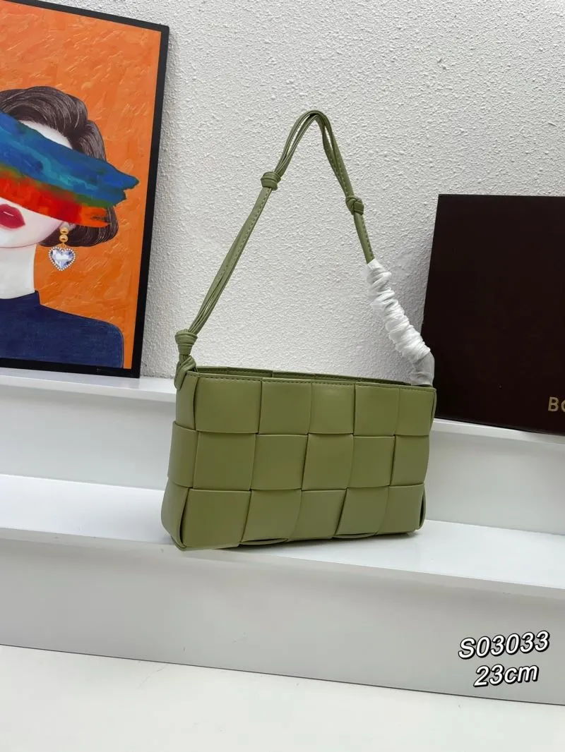 Alternative view of BV Olive Green Woven Satchel Bag S03033 23cm