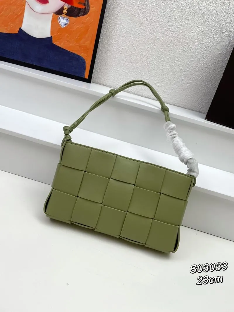 BV Olive Green Woven Satchel Bag S03033 23cm - Image 3