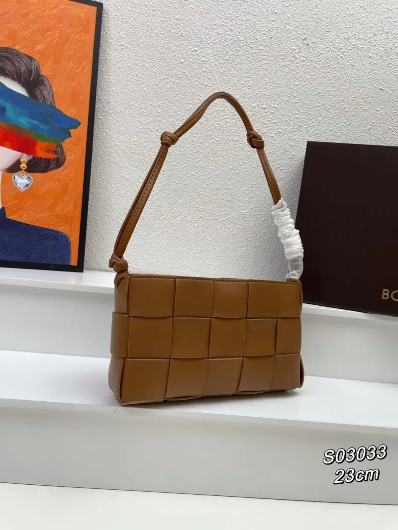 Alternative view of BV Brown Woven Satchel Bag S03033 23cm