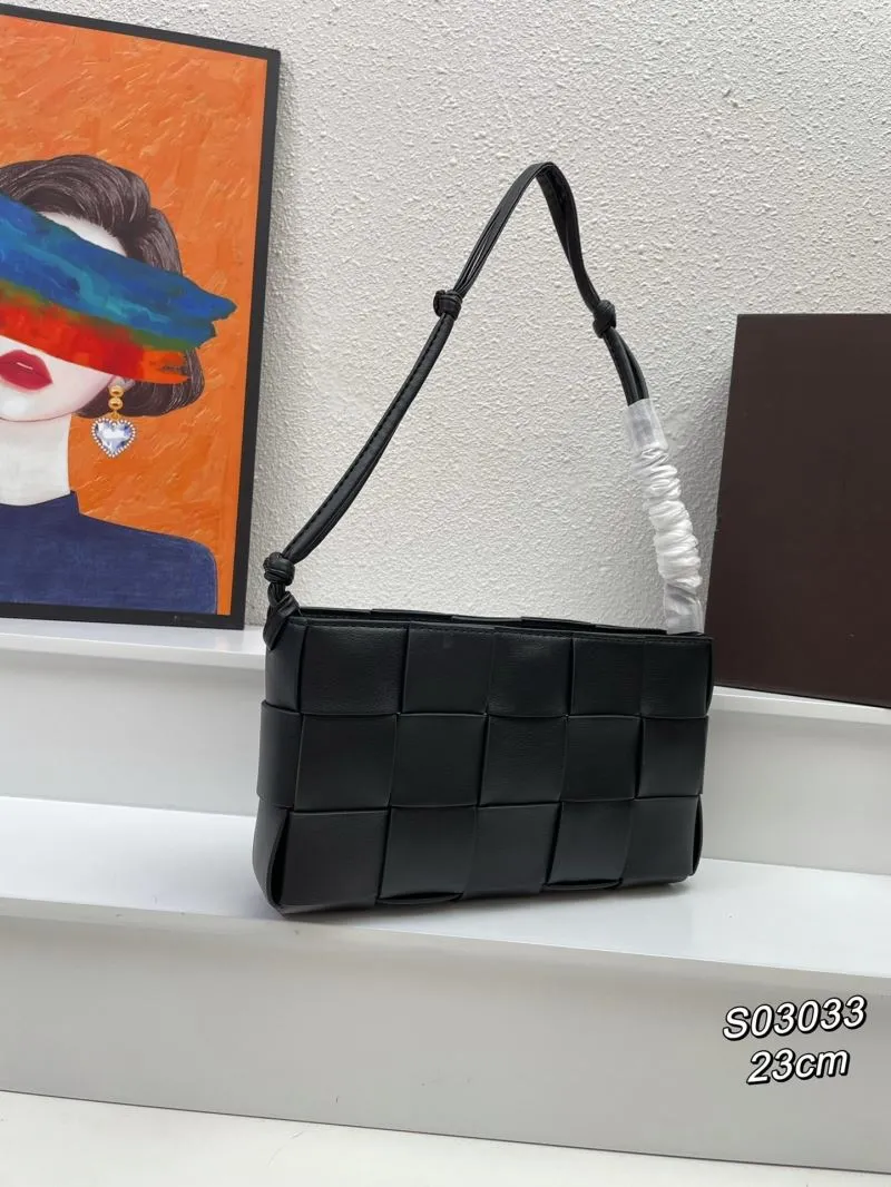 Alternative view of BV Black Woven Satchel Bag S03033 23cm