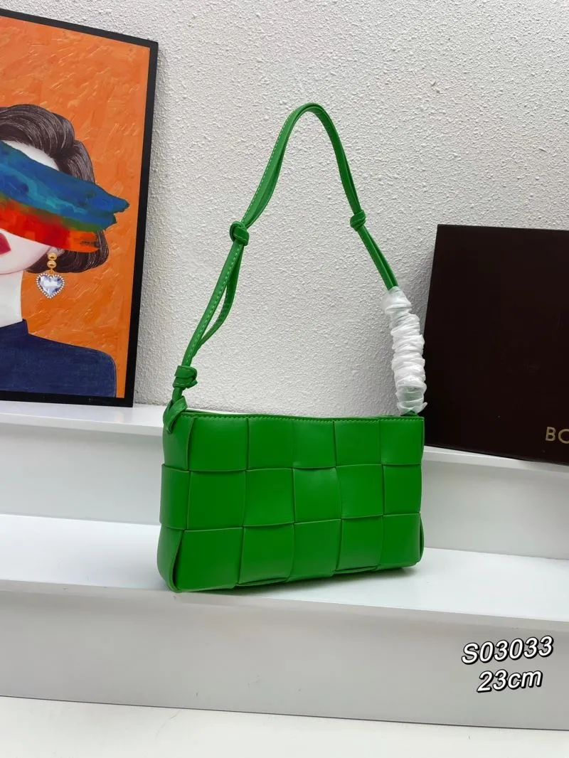 Alternative view of BV Green Woven Satchel Bag S03033 23cm