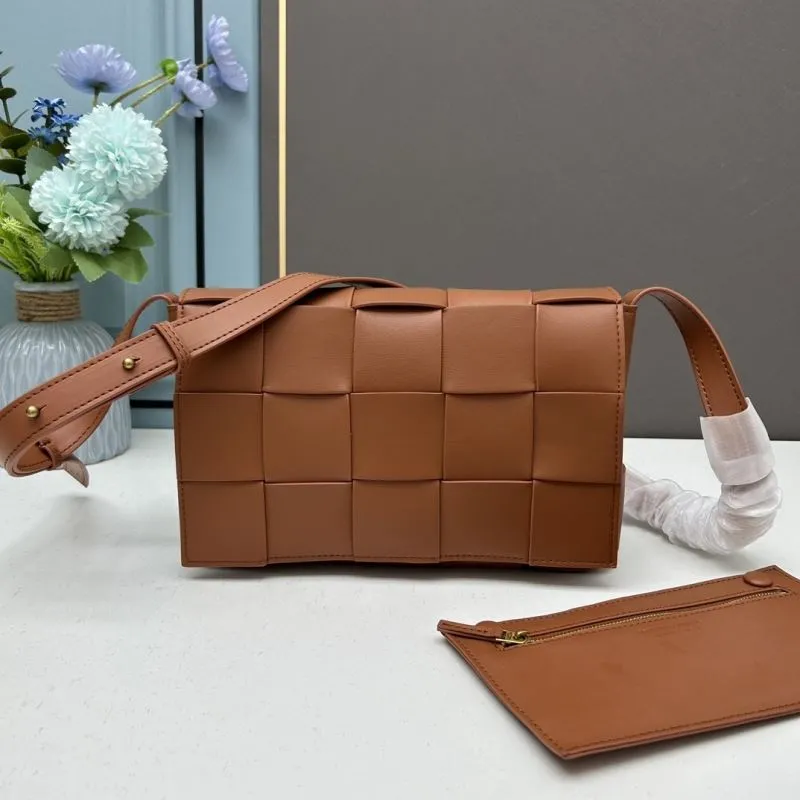 BV Brown Woven Leather Satchel Bag 3030