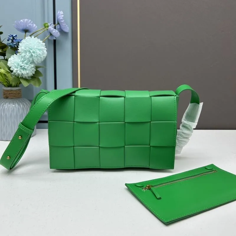 BV Green Woven Leather Satchel Bag 26x18x8cm Model 3030