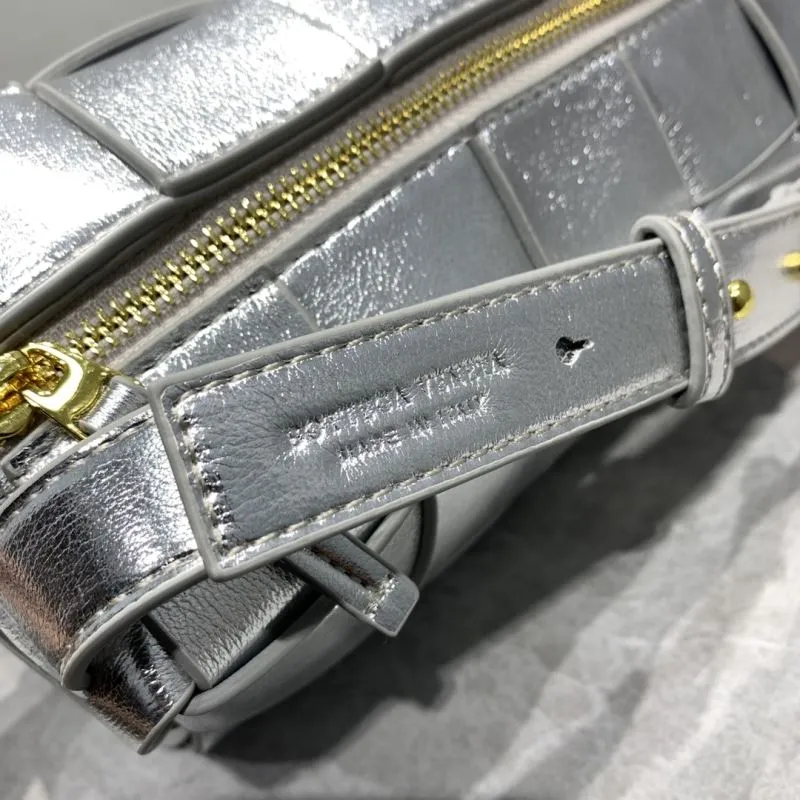 Bottega Veneta Silver Woven Satchel Bag 5955 - Image 4