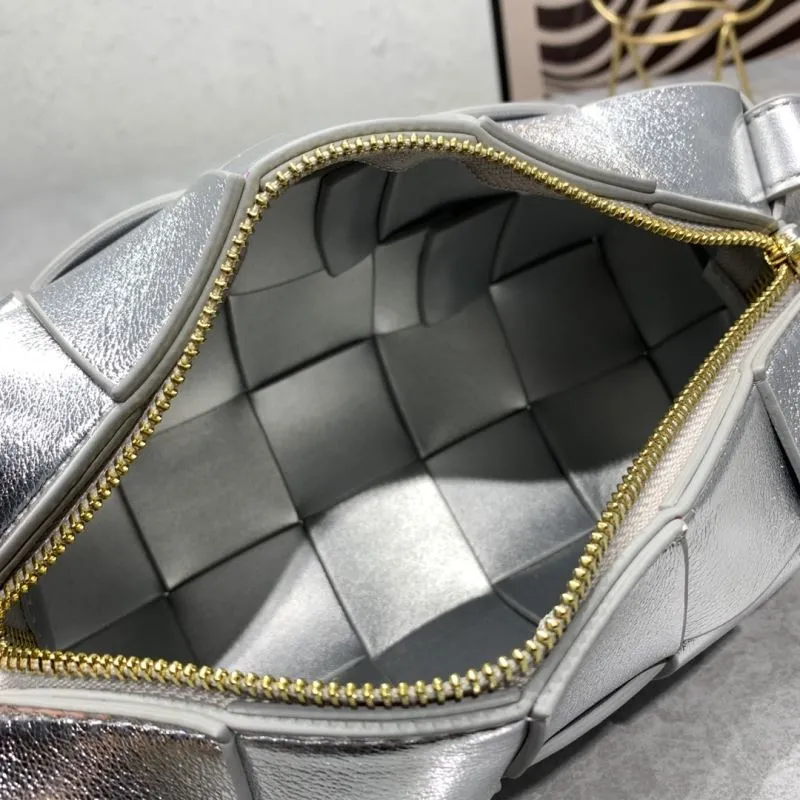 Bottega Veneta Silver Woven Satchel Bag 5955 - Image 9