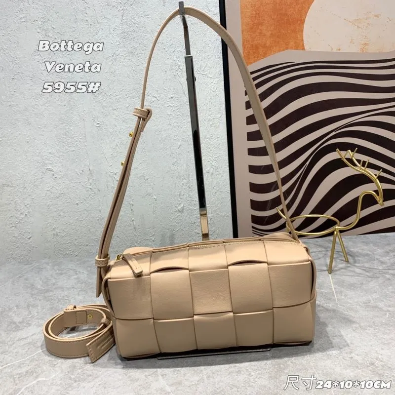 Bottega Veneta 5955 Beige Leather Satchel Bag