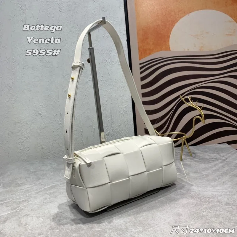 Alternative view of Bottega Veneta 5955# White Leather Satchel Bag