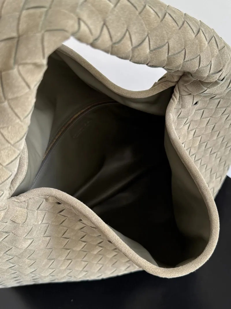 Bottega Veneta Taupe Intrecciato Suede Hobo Bag - Image 8