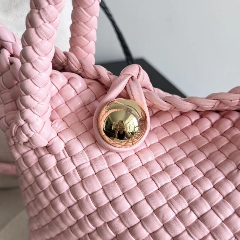 Bottega Veneta Pink Woven Top Handle Bag BV-16 - Image 5