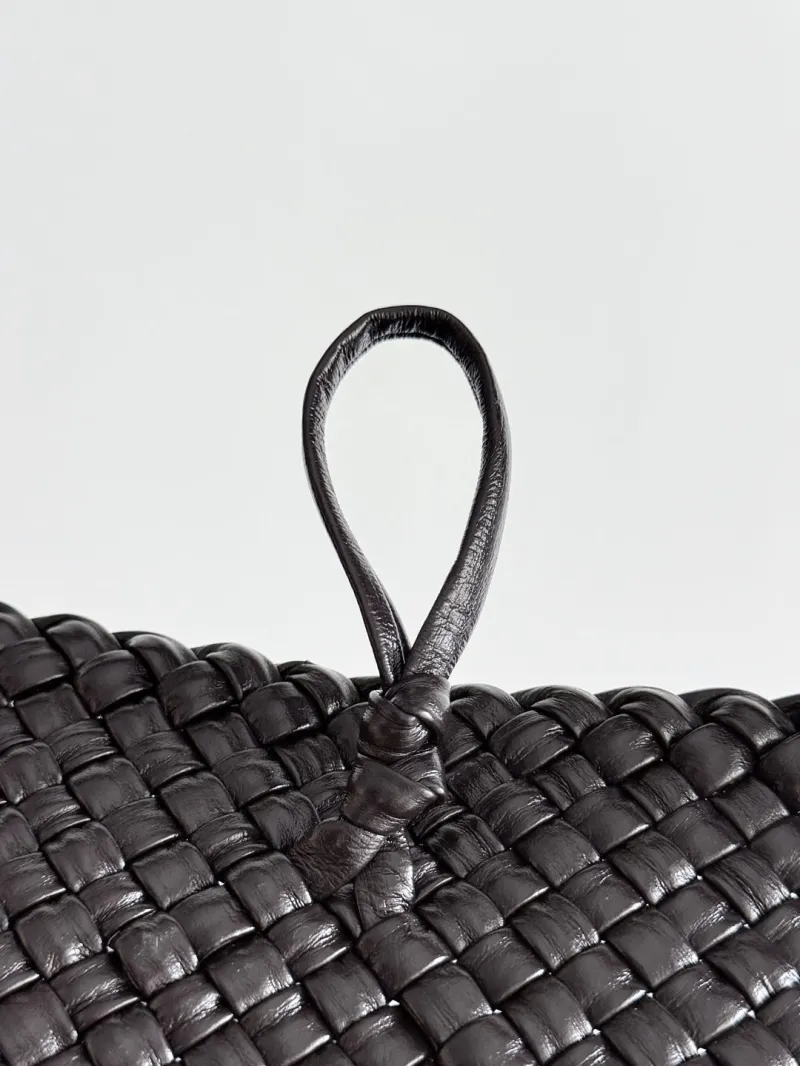 Bottega Veneta Dark Brown Woven Leather Top Handle Hobo Bag 29 - Image 4