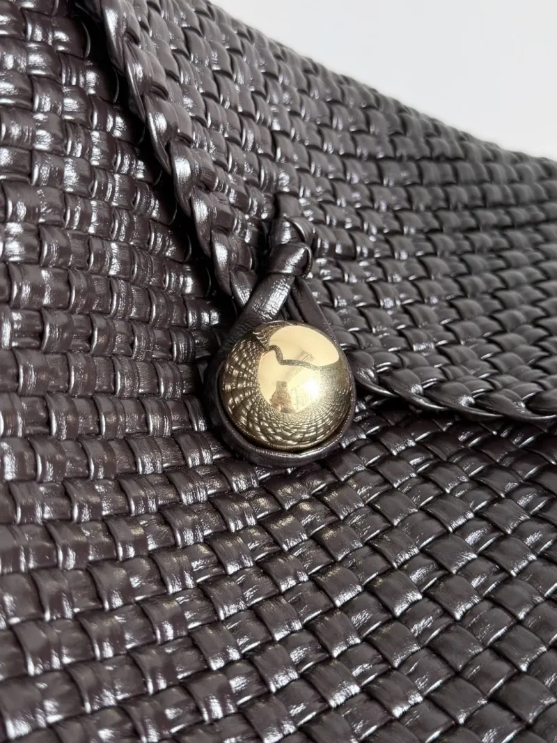 Bottega Veneta Dark Brown Woven Leather Top Handle Hobo Bag 29 - Image 6