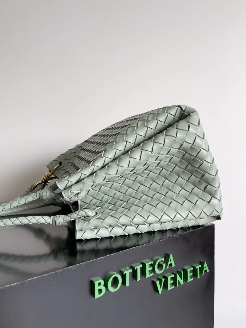 Bottega Veneta Mint Green Woven Top Handle Tote Bag - Image 4