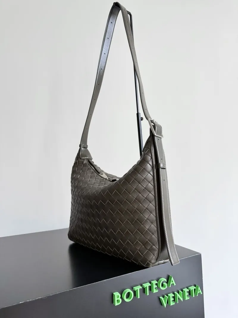 Alternative view of Bottega Veneta Intrecciato Woven Leather Gray Hobo Bag