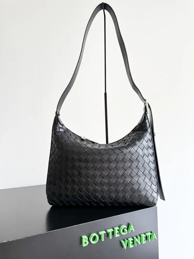Bottega Veneta Black Woven Leather Hobo Bag