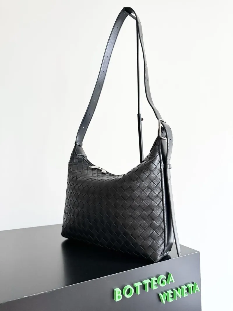 Alternative view of Bottega Veneta Black Woven Leather Hobo Bag
