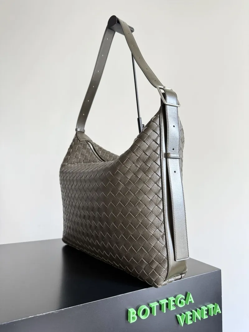 Alternative view of Bottega Veneta Intrecciato Hobo Shoulder Bag Olive Gray