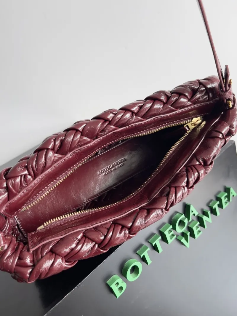 BOTTEGA VENTEA Burgundy Woven Top Handle Shoulder Bag - Image 9