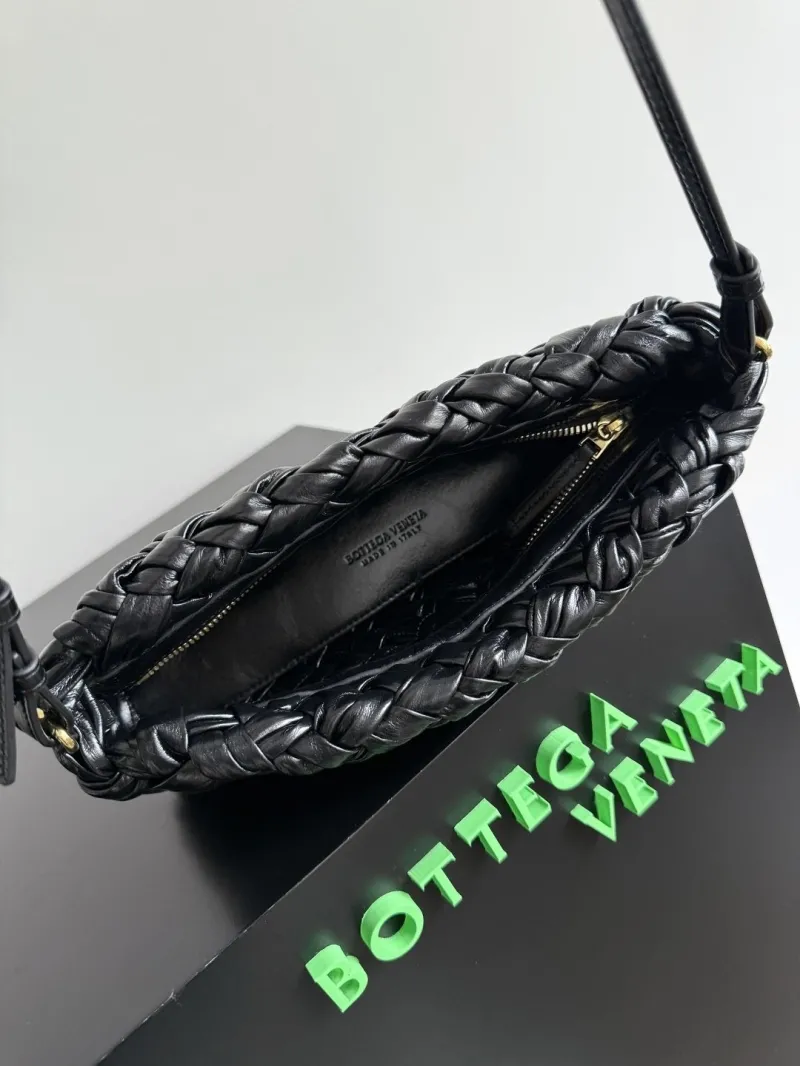 Bottega Veneta Black Woven Leather Shoulder Bag 77 - Image 9