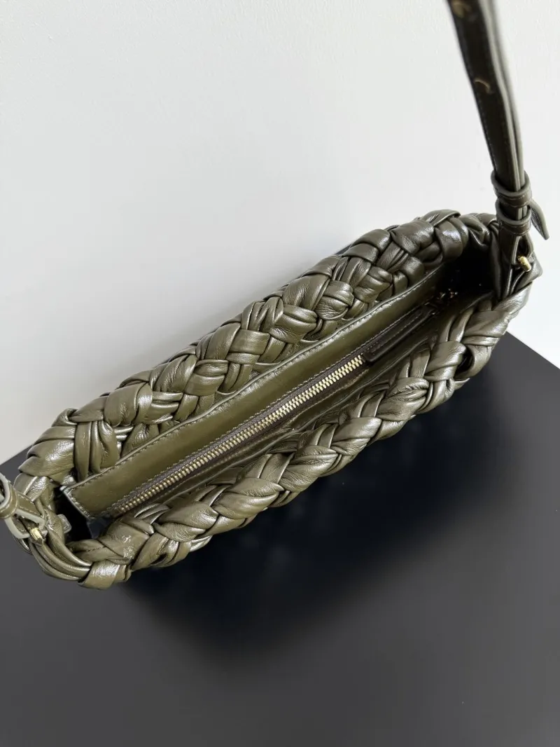Bottega Veneta Woven Olive Leather Shoulder Bag - Image 3