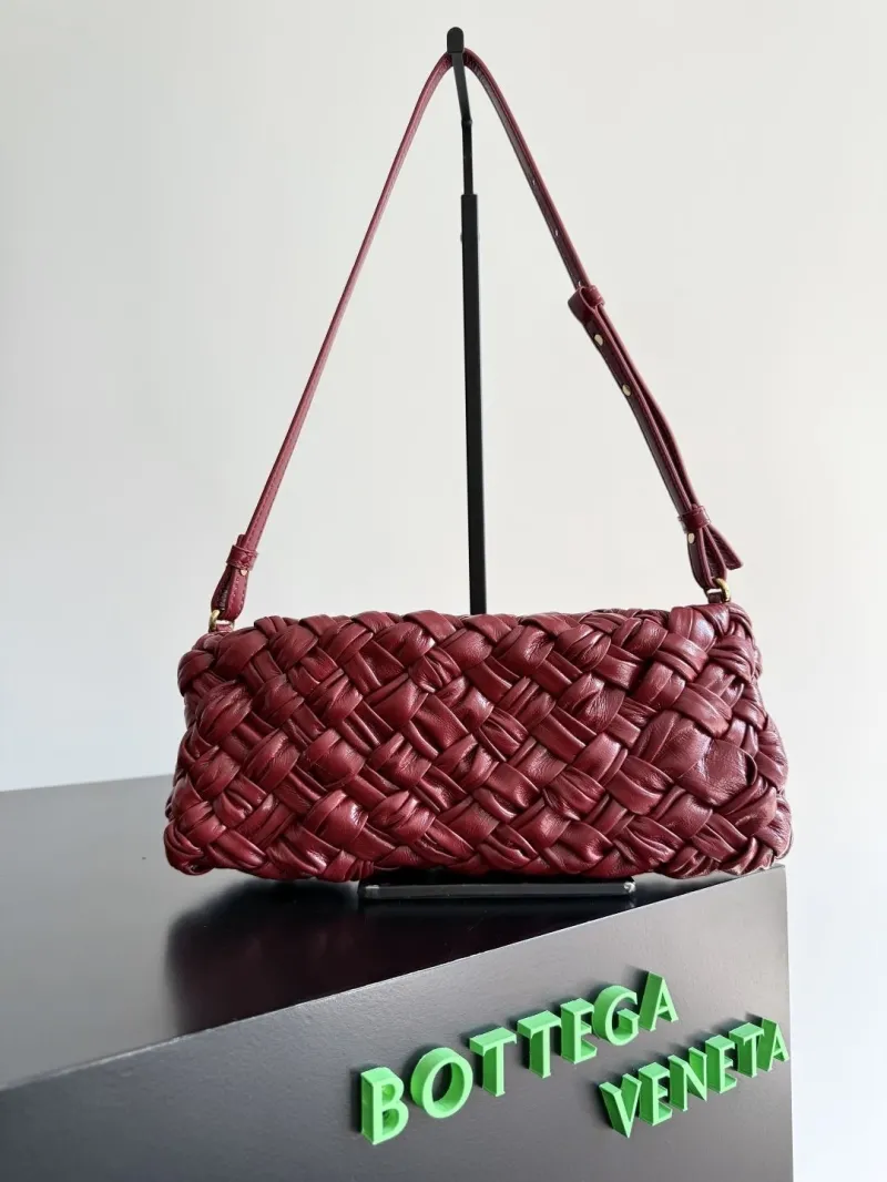 Bottega Veneta Burgundy Woven Top Handle Bag 79