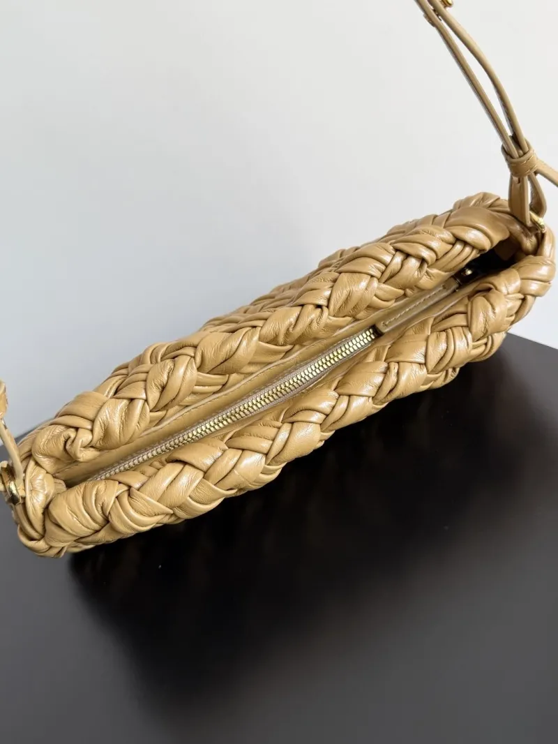 Alternative view of Bottega Veneta Tan Woven Top Handle Bag 80