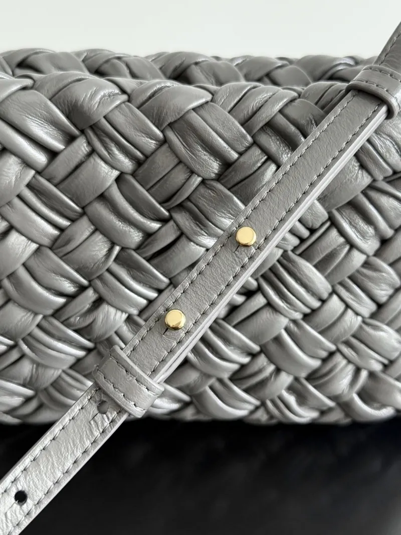 Bottega Veneta Gray Woven Top Handle Shoulder Bag 81 - Image 5