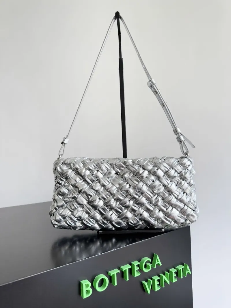 Bottega Veneta Silver Woven Top Handle Bag 83