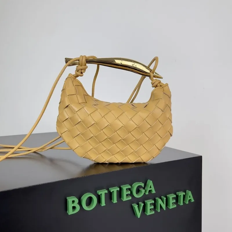 Bottega Veneta Yellow Woven Mini Top Handle Crossbody Bag