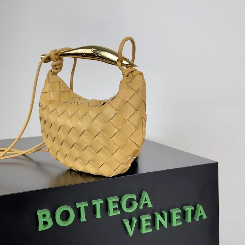 Alternative view of Bottega Veneta Yellow Woven Mini Top Handle Crossbody Bag