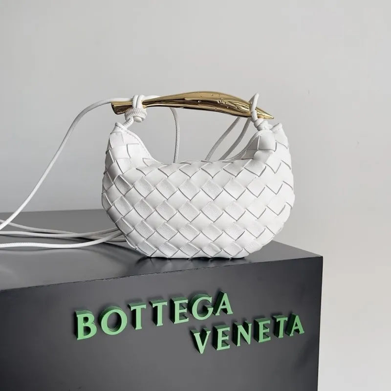 Bottega Veneta White Mini Woven Crossbody Bag