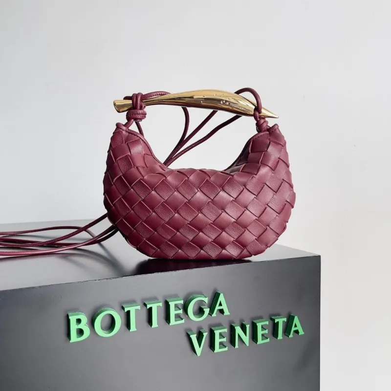 Bottega Veneta Burgundy Woven Mini Top Handle Bag
