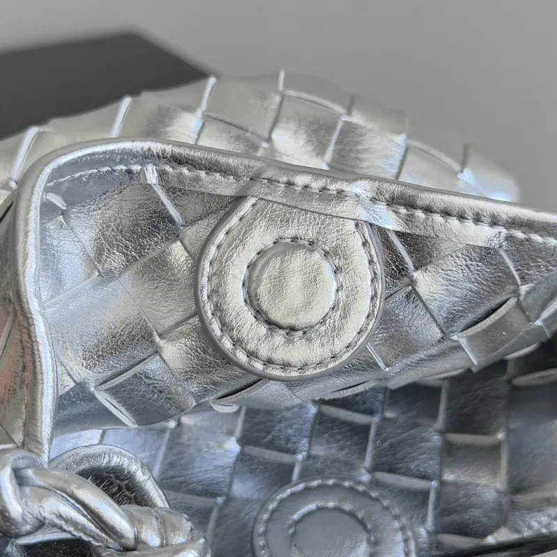 Bottega Veneta Silver Woven Mini Crossbody Bag - Image 7