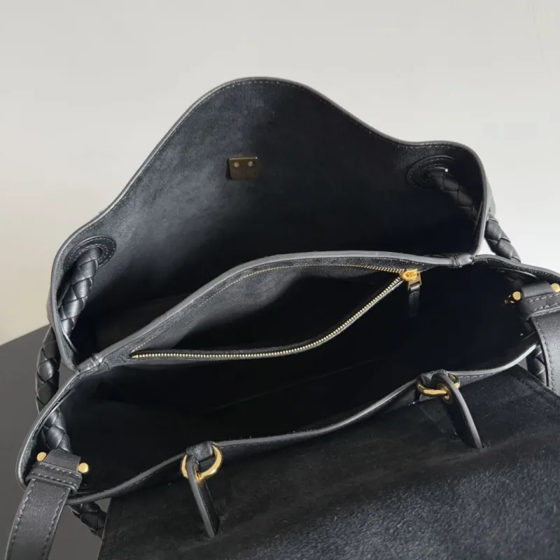 Bottega Veneta Black Leather Top Handle Crossbody Bag - Image 9