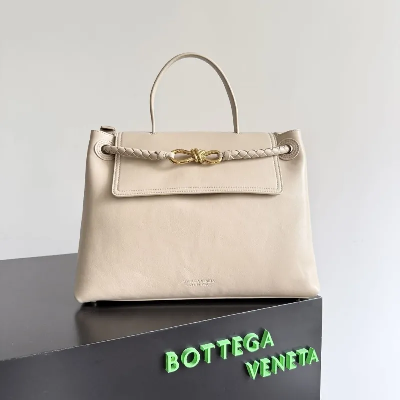 Bottega Veneta Beige Top Handle Leather Bag