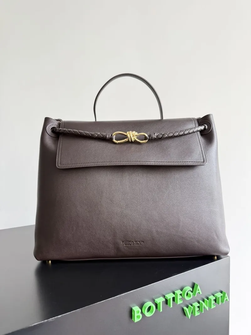 Bottega Veneta Dark Brown Leather Top Handle Shoulder Bag