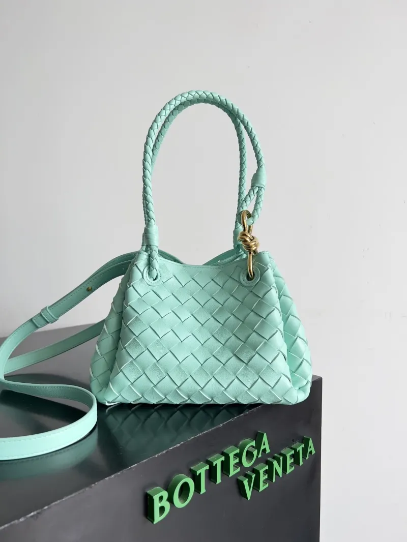 Bottega Veneta Mint Green Woven Top Handle Bag 129