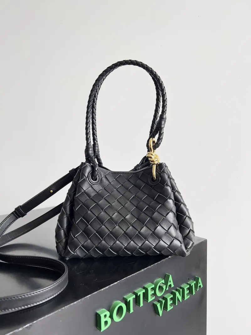 Bottega Veneta Black Woven Top Handle Bag