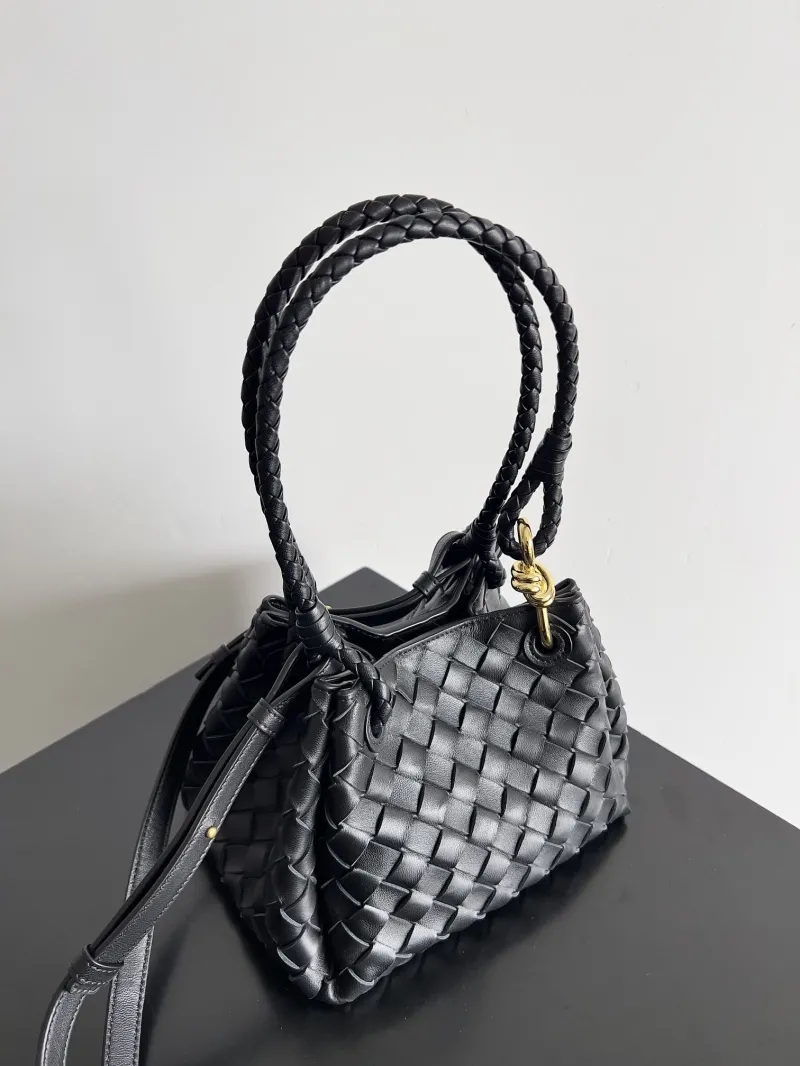 Bottega Veneta Black Woven Top Handle Bag - Image 3