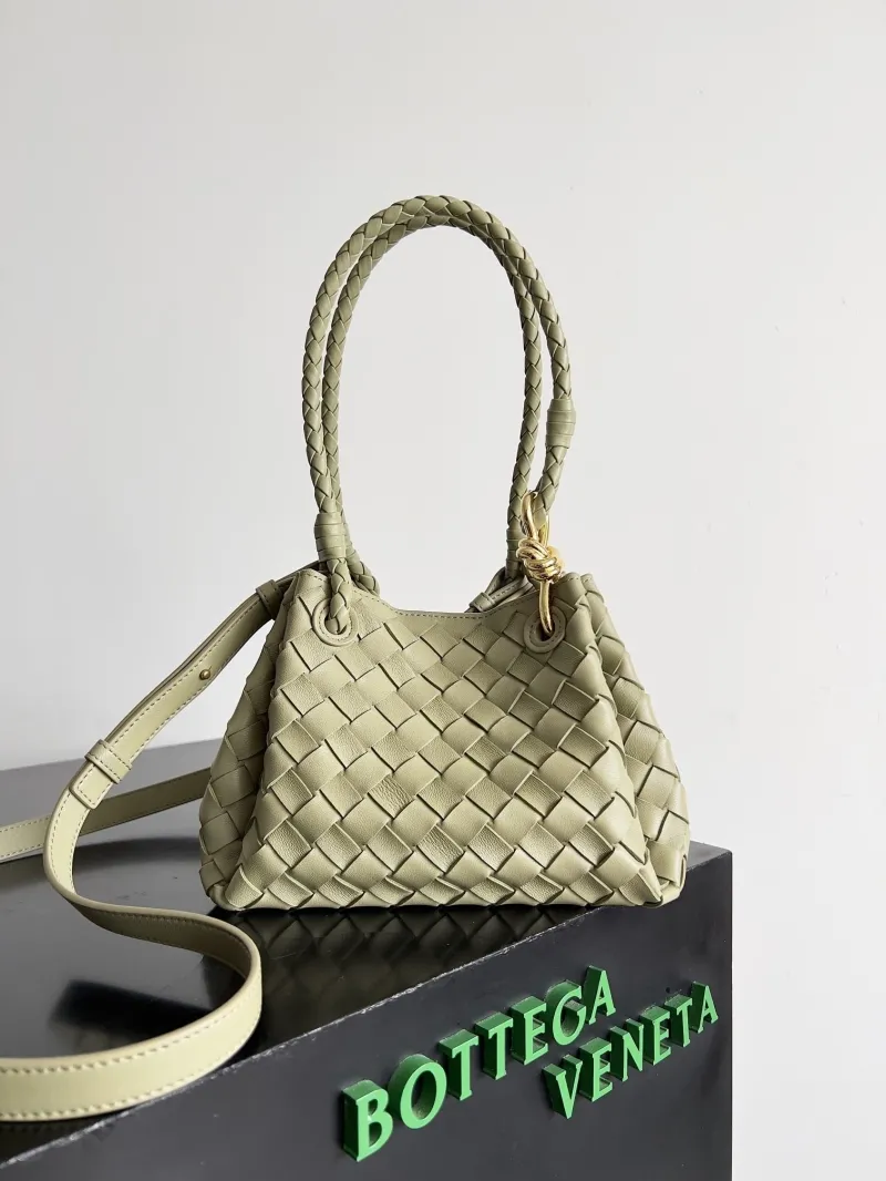 Bottega Veneta Woven Top Handle Bag Sage Green 132