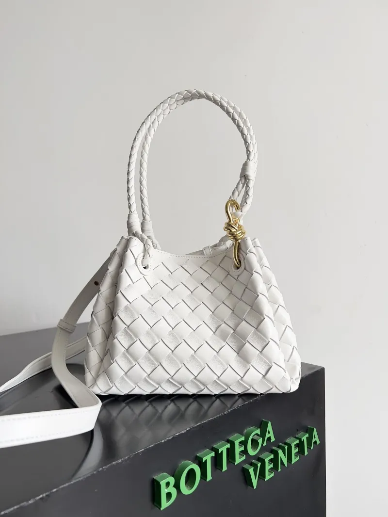 Bottega Veneta White Woven Top Handle Bag 133