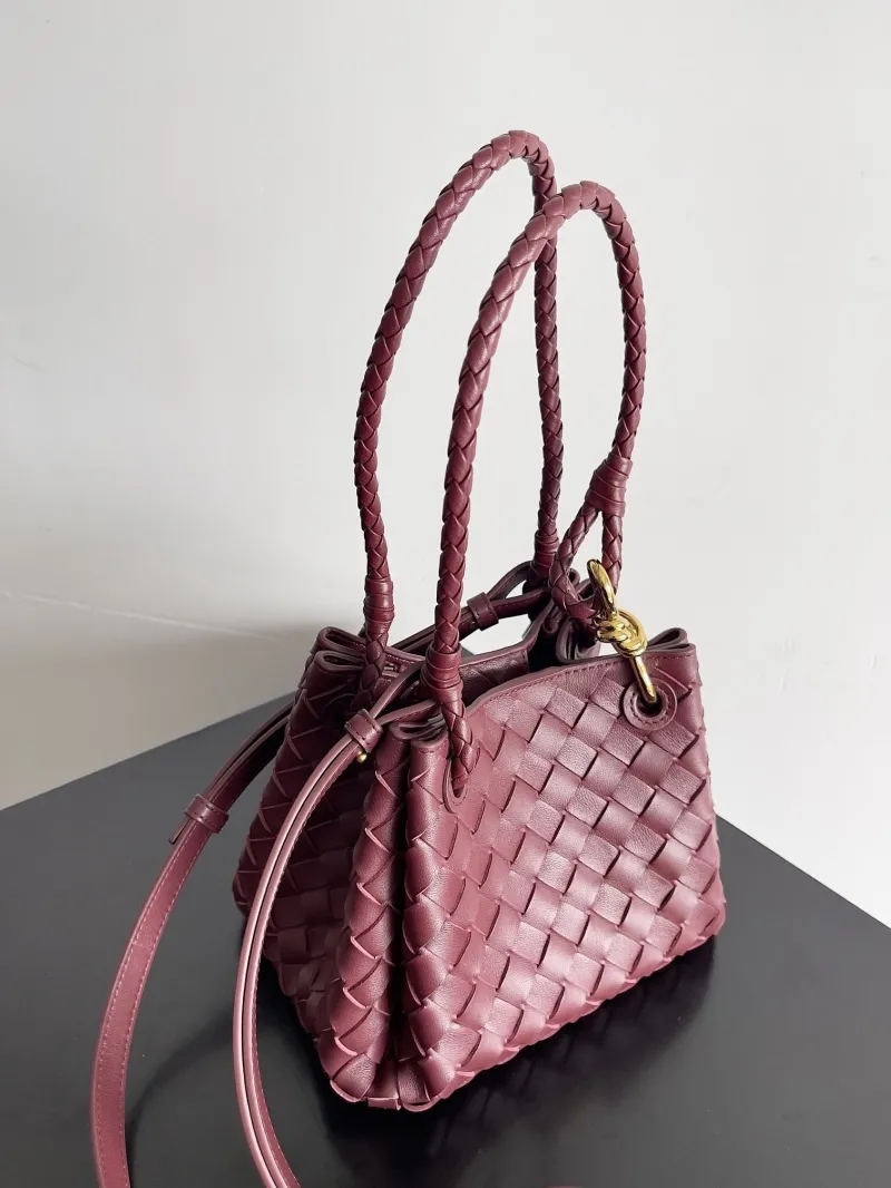 Bottega Veneta Burgundy Woven Top Handle Crossbody Bag - Image 3